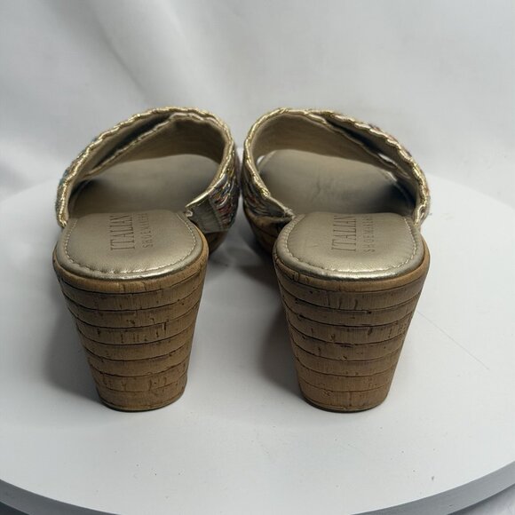 Italian Shoemakers Womens US 6M Multi-Color gold metallic Wedge Slip-On Sandal - Picture 6 of 8